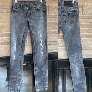 Miss Me Black Distressed Acid Wash Skinny Jeans